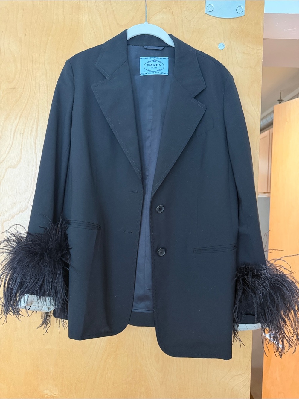 Prada Feather Trim Blazer